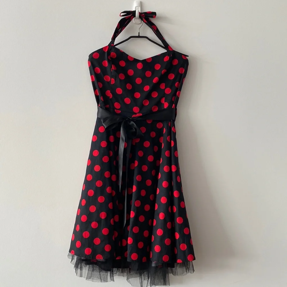 🐈‍⬛ Hearts & Roses Polka Dot Swing Dress - Picture 2 of 13
